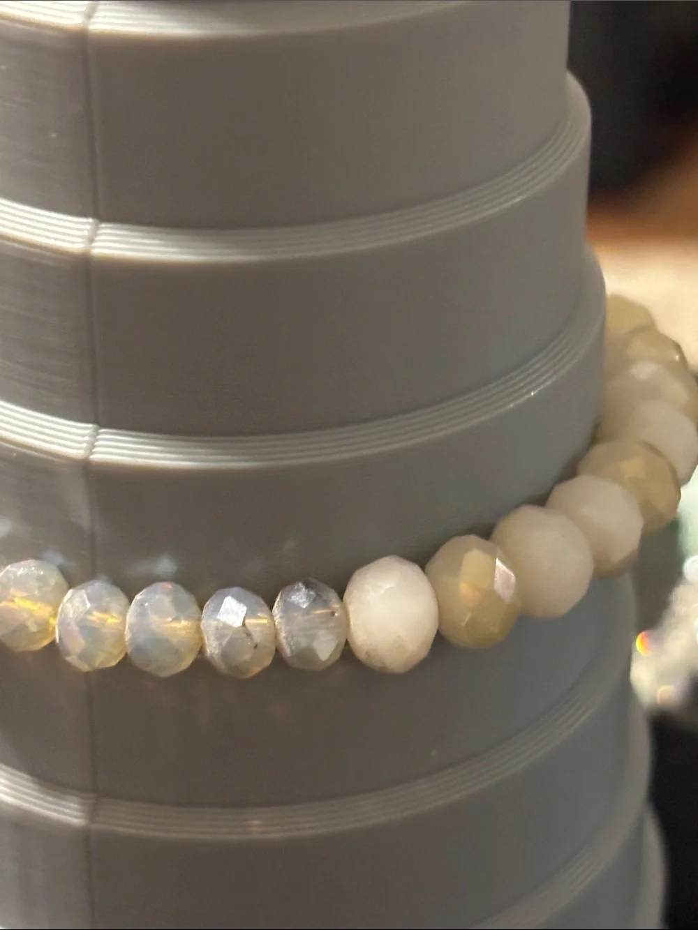 Faceted Bracelet Erimish Mint, White & Silver‎ Beaded Read